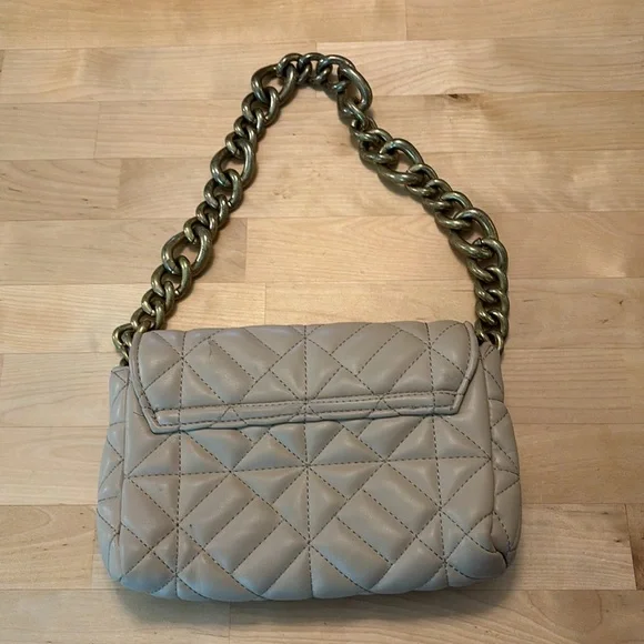 ZARA Quilted tan chunky gold chain shoulder purse - Picture 5 of 5